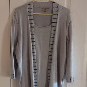 Notations Women's Light Gray Cardigan Set